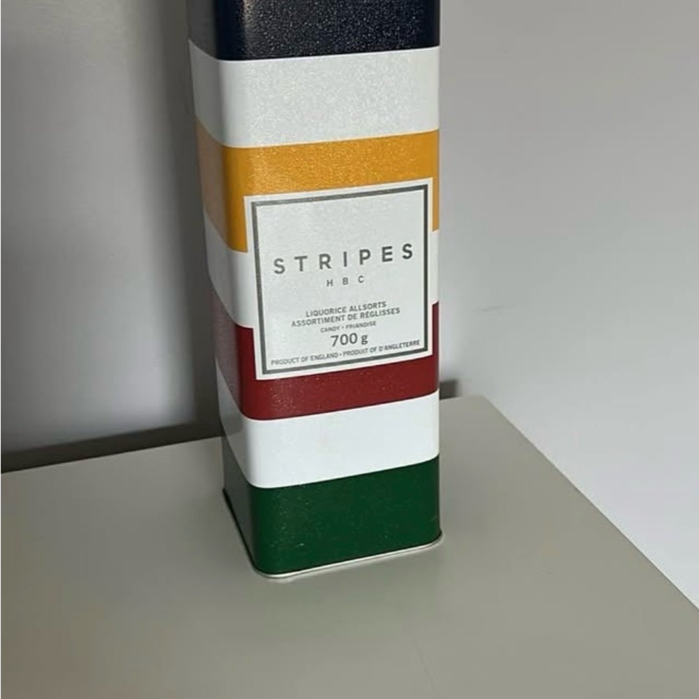 HBC JENGA Game in an Iconic Multi-Stripe Design HBC Tin